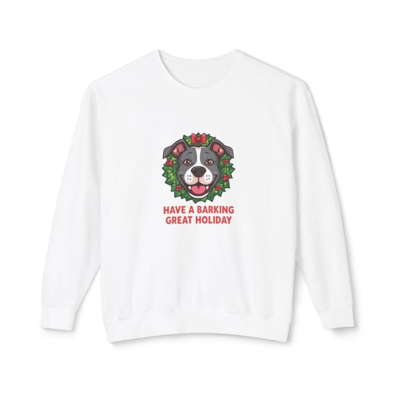 Christmas Dog Face Wreath Sweatshirt | Holiday Pet Crewneck