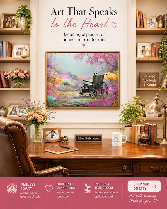 Empty Wheelchair in Enchanted Meadow Canvas | Matte Stretched Wall Art| Memorial Art on Canvas