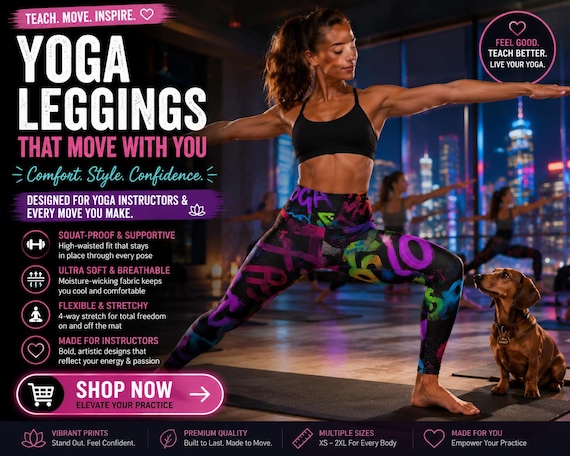 Graffiti Yoga Pants, Leggings, Neon Script High Waisted| Colorful Street Art Fitness & Activewear