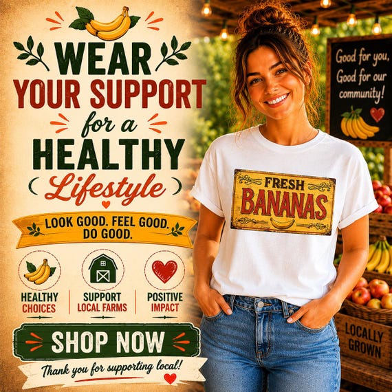 Retro Bananas Tee | Vintage farmhouse fruit market t-shirt