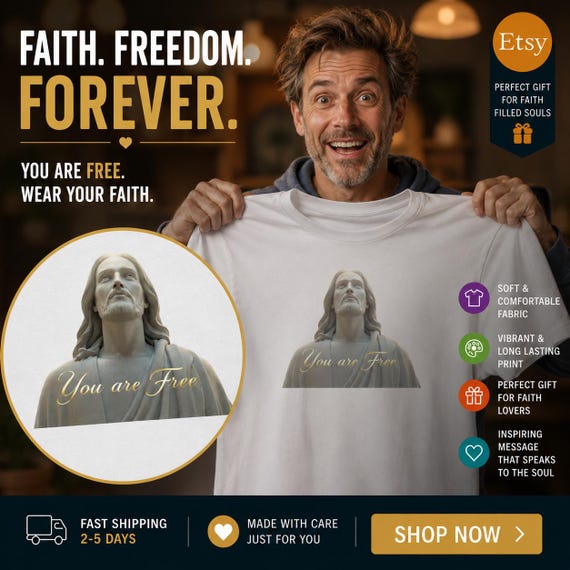Christ Statue 'You are Free' T-Shirt | Religious Inspirational Tee