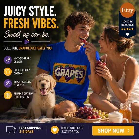 Grapes Vintage Crate Label Sweatshirt | Fruit Market Graphic