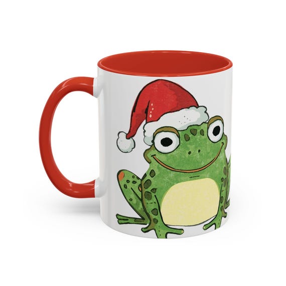 Frog in Santa Hat Jump Into Xmas Mug | Accent Coffee Mug