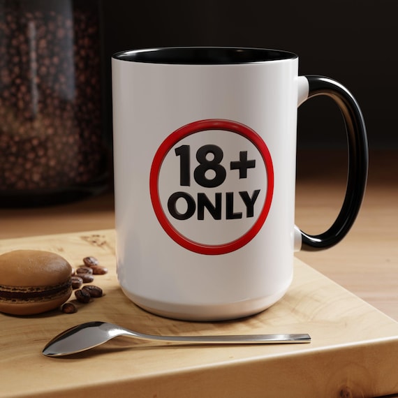 Retro Bar Mug 18+ Only Accent Coffee Cup,  Novelty Ceramic Vintage Style
