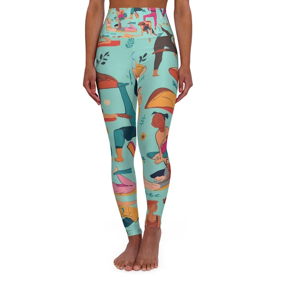 Colorful Print High Waisted Yoga Leggings, Activewear