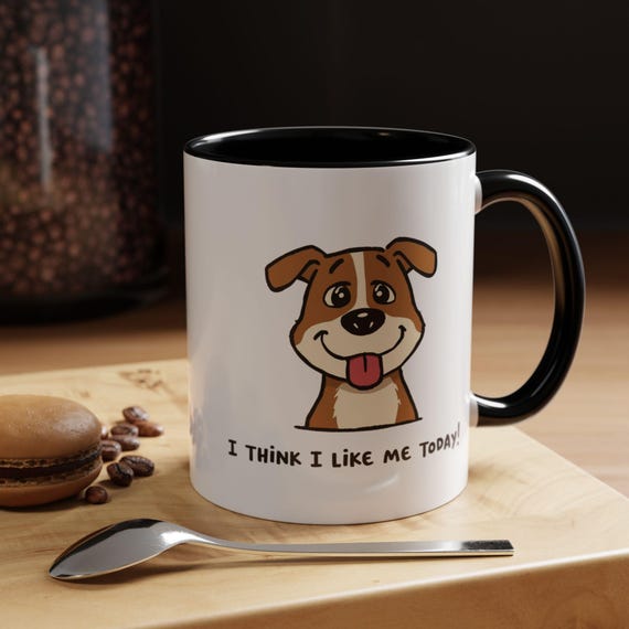 Happy Dog Coffee Mug | 'I Like Me' Cartoon Accent Mug