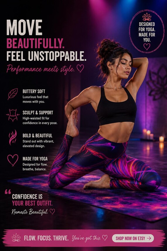 Neon Swirl Leggings | High Wasted Abstract Pink Purple Marble Yoga & Workout Wear