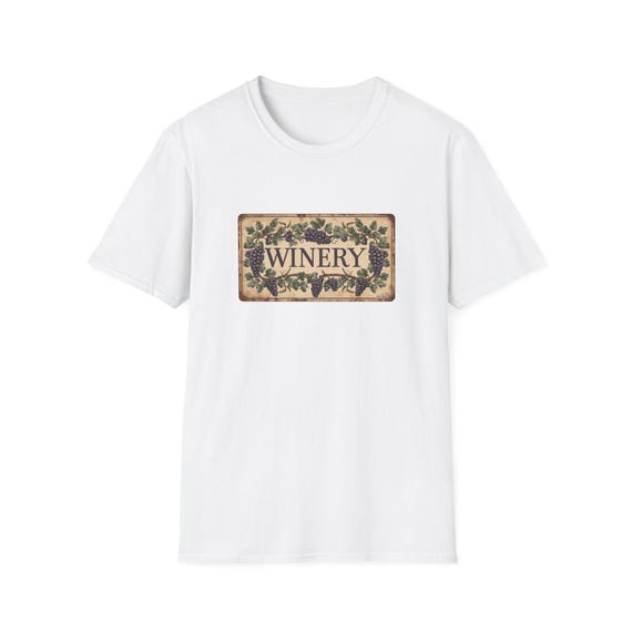Vintage Winery Shirt | Vineyard Grape Sign Illustration, Rustic Wine Tee,
