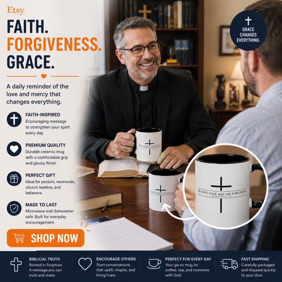 Forgiven Sins Cross Coffee Mug | Christian Bible Quote