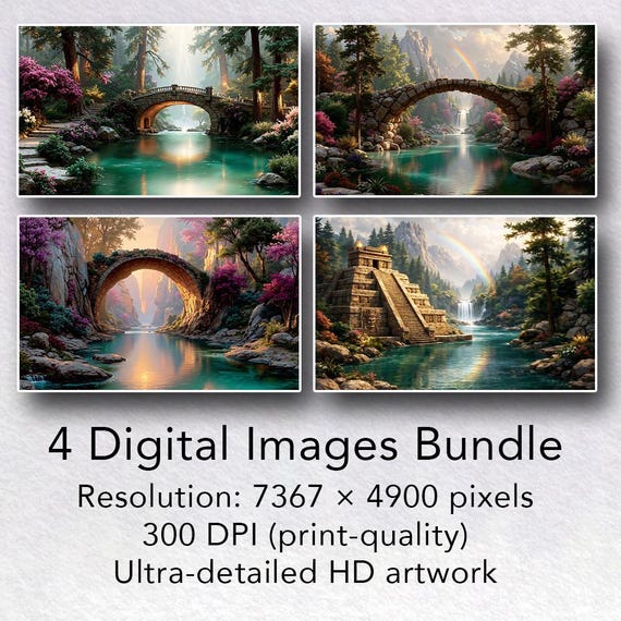 digital download only. Fantasy Wall Art Set of 4 | Printable Landscape