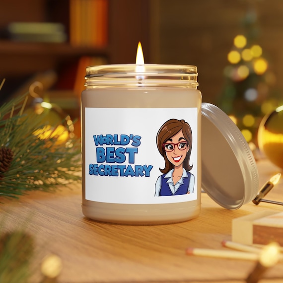 World's Best Secretary Candle 9oz Soy Jar | Scented Candle| Office Party Gift for Secretary