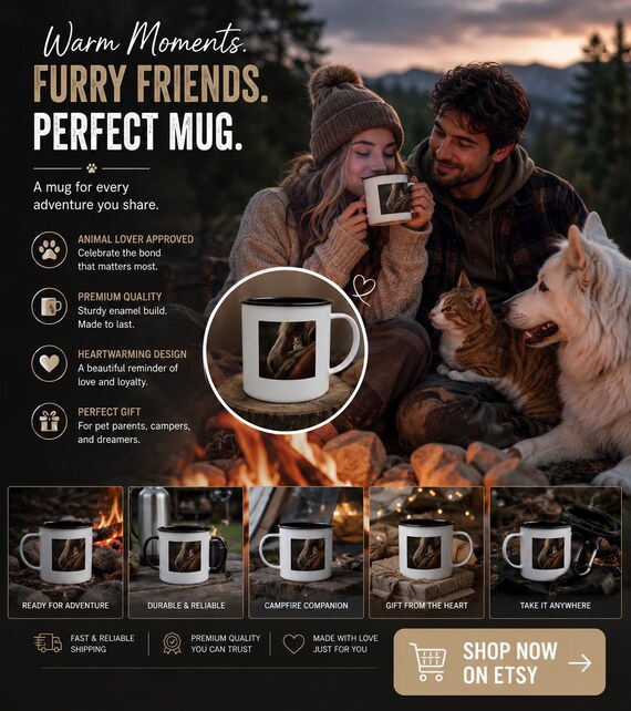 Rustic Horse Enamel Camp Cup | Farmhouse Style Mug | Outdoor Adventure Drinkware