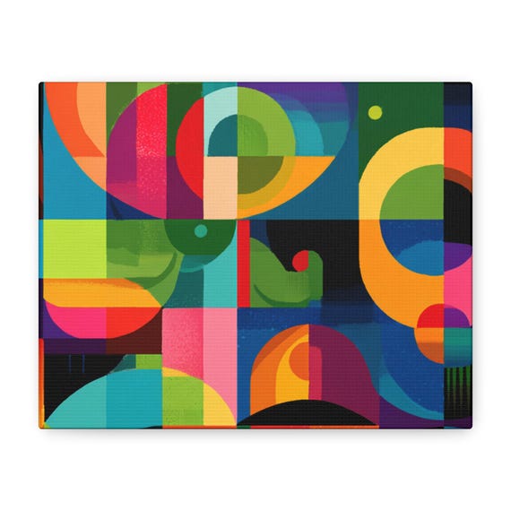 Modern Art| Vibrant Geometric Abstract Matte Canvas Wall Decor
