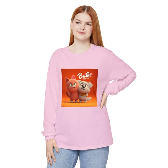 Besties Paw Friends illustration Long Sleeve T-Shirt| Friendship Gift