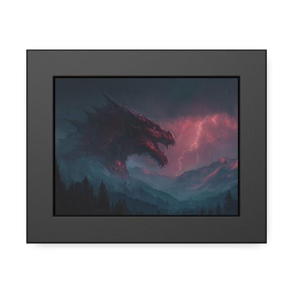 Mystical Dragon Framed Poster Art, Fantasy Wall Decor| Teen's Room Decor