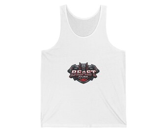 ジムタンクトップ | グラフィックパワーリフティングデザイン、ユニセックスワークアウトジャージ、コットン