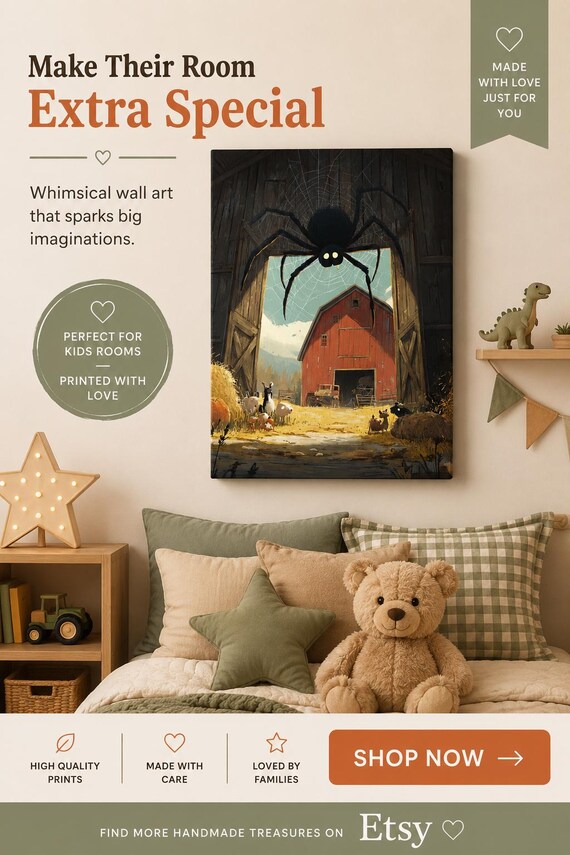 Spooky Home Decor| Spider Farmhouse Tapestry – Halloween Wall Art