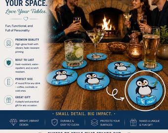 Pinguin Untersetzer mit Martini auf Eis Keramik | Bar-Trinken