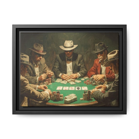 Vintage High Stakes Poker Night Matte Canvas, Framed | Casino Players Wall Art| Casino and Poker Player Gift