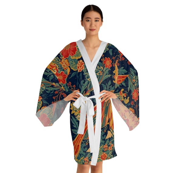 Floral Kimono Robe, Long Sleeve Boho Loungewear| Gift for Her