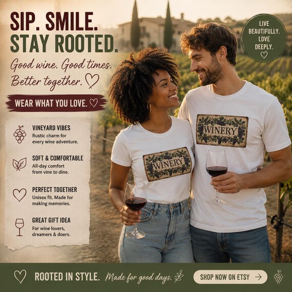 Vintage Winery Shirt | Vineyard Grape Sign Illustration, Rustic Wine Tee,