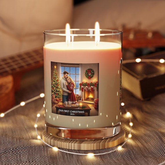 Our First Christmas Couple Illustration Candle | Scented Candle