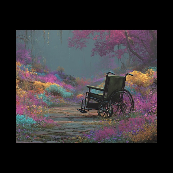 Empty Wheelchair in Enchanted Meadow Canvas | Matte Stretched Wall Art| Memorial Art on Canvas