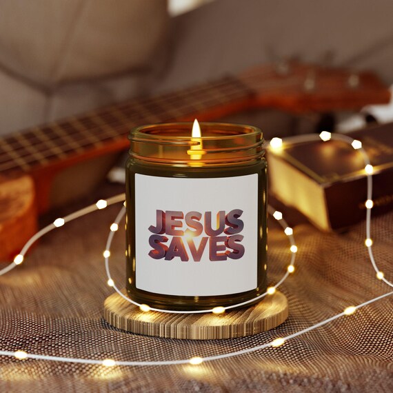Jesus Saves Coconut Apricot Candle | 4oz 9oz Soy Blend| Jesus Gift