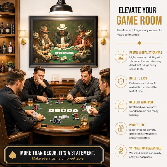 Vintage High Stakes Poker Night Matte Canvas, Framed | Casino Players Wall Art| Casino and Poker Player Gift