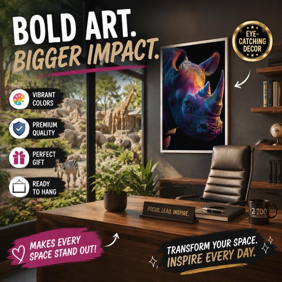 Rhino Wall Art | Matte Vertical Canvas