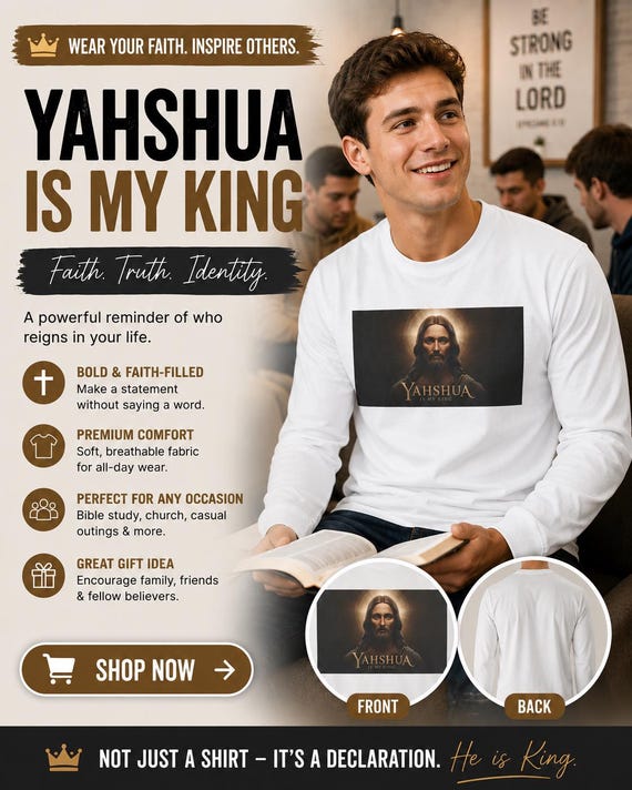 Yahshua Portrait Long Sleeve T-Shirt | Jesus Name Graphic| Gift for Christians