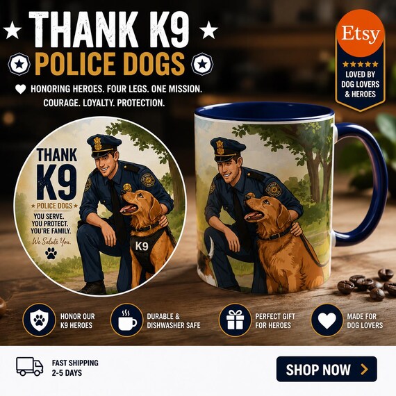 K9 Police Mug | Officer and Dogs Ceramic Coffee Cup, Law Enforcement,, Memorial, Service Appreciation
