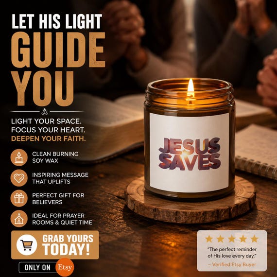 Jesus Saves Coconut Apricot Candle | 4oz 9oz Soy Blend| Jesus Gift