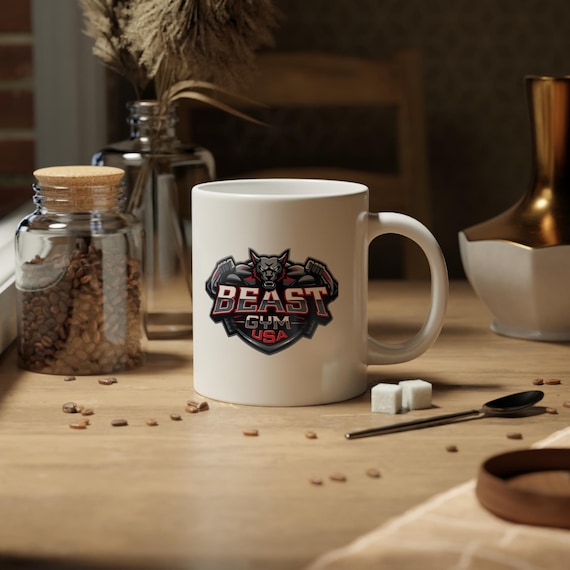 Weightlifter Mug | Beast Gym USA 20oz Jumbo Sports Cup, Powerlifting, and Fitness Enthusiasts, Ceramic