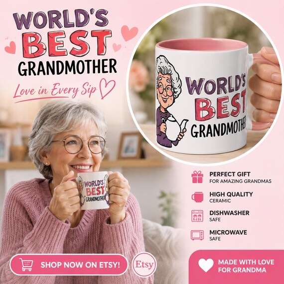 World's Best Grandmother Mug | Accent Coffee Mug 11oz 15oz| Gift for Granny