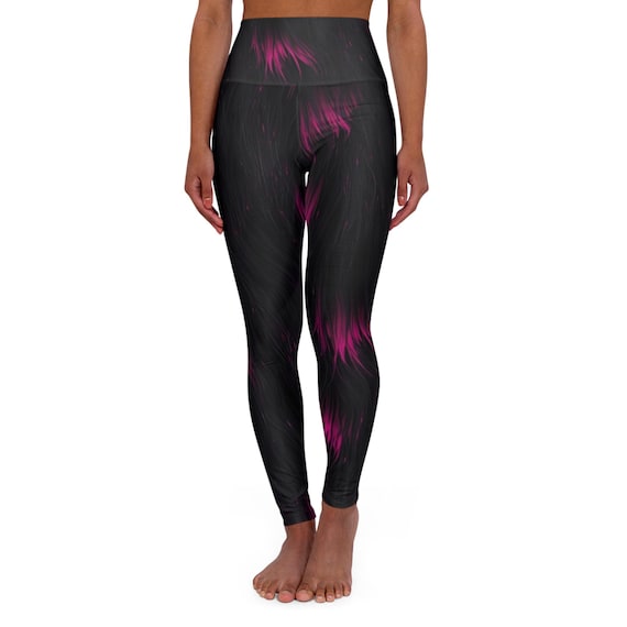 Abstract Leggings High Waisted Pink Flame Yoga Pants | Fitness Wear & Activewear