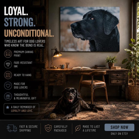 Black Lab Canvas Art, Dog Print