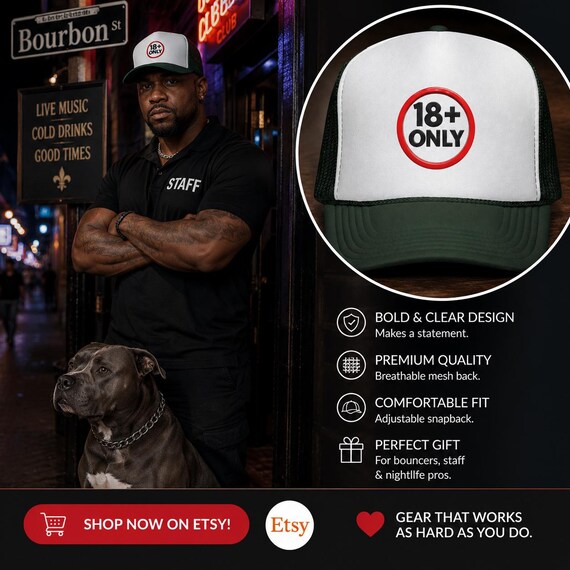18+ Only Circle Logo Trucker Cap | Mesh Snapback Hat| Retro Bar Sign