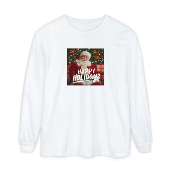 Happy Holidays Long Sleeve Tee, Unisex Christmas Shirt
