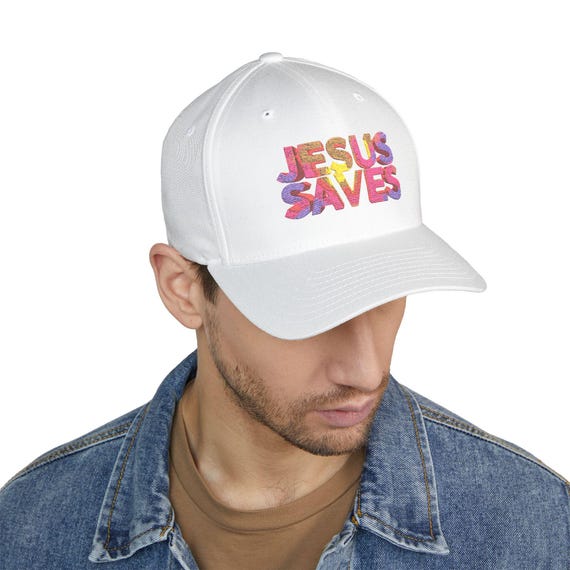 Jesus Saves cap | embroidered colorful floral text| Christian Gift