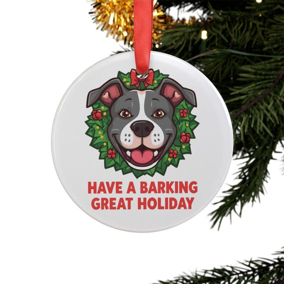 Dog Christmas Ornament | Festive Holiday Wreath, Acrylic