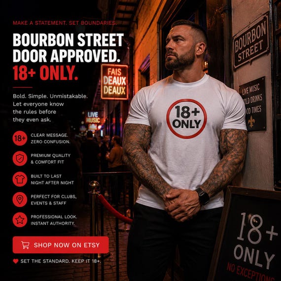 18 Plus Shirt, Adult Graphic Tee, Nightlife  Retro Bar Sign, Unisex