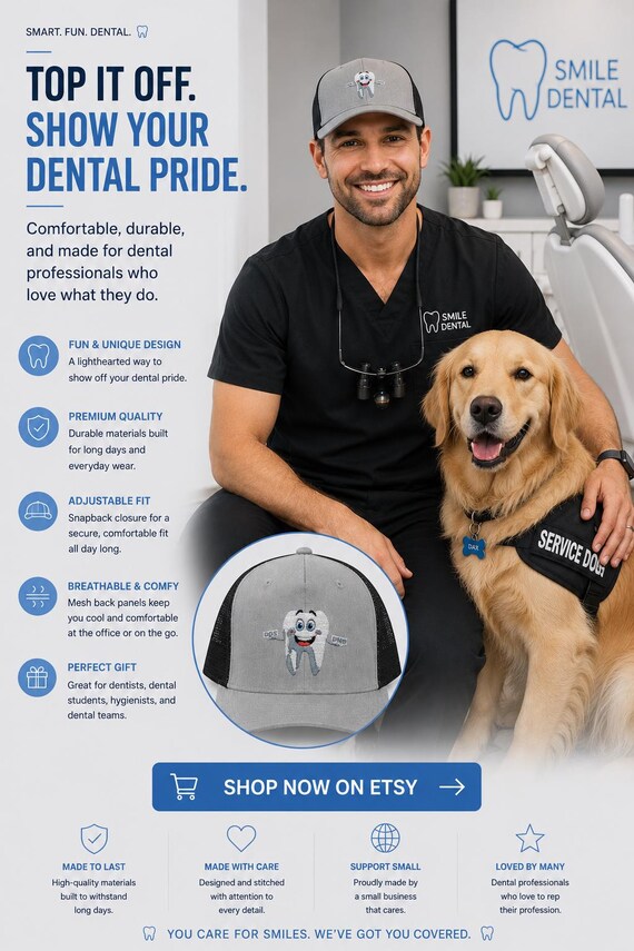 Smiling Tooth Snapback Cap | Dentist Dental Clinic Hat