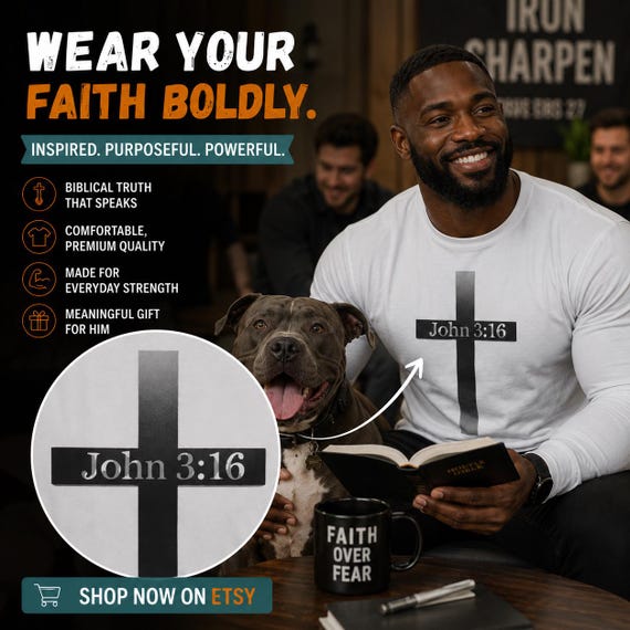John 3:16 Cross Long Sleeve Tee | Christian Scripture Religious Shirt