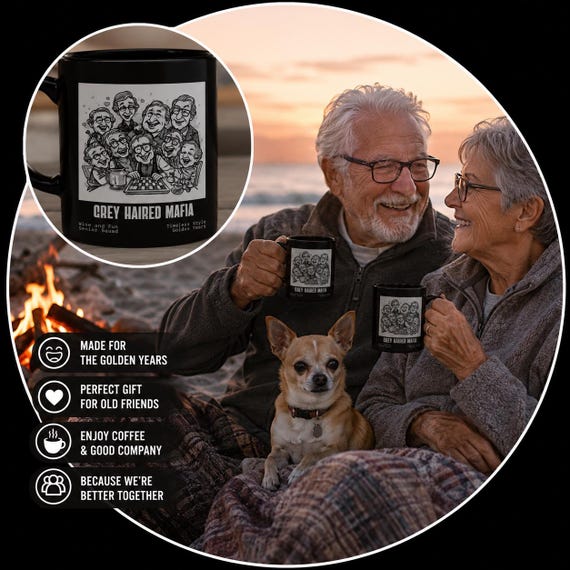 Cozy Coffee Mug, Funny Retirement Grey Haired Mafia Ceramic 11oz/15oz