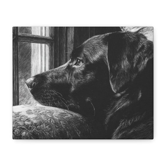 Black Labrador Art Portrait Matte Stretched Canvas| Dog Owner and Lover Gift