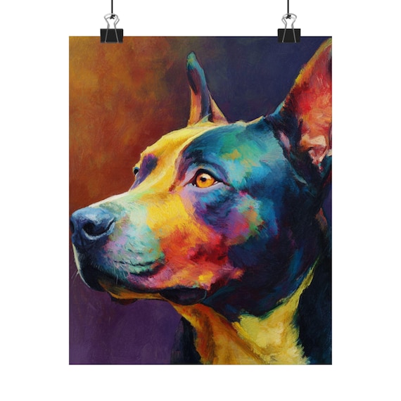 Colorful Dog Portrait, Matte Vertical Poster, Pet Art| Dog Lovers Gift