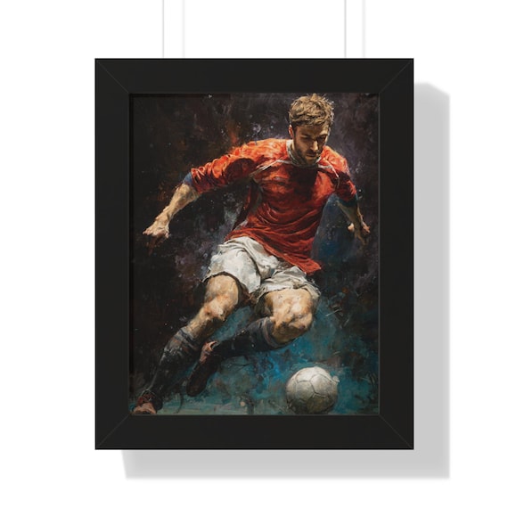 Dynamic Soccer Player Framed Poster – Sports Fan Wall Art| Soccer Fans