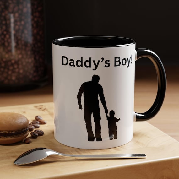 Daddys Boy Accent Coffee Mug, Fathers Day Gift, Kids Mug, Dad Coffee Cup, Personalized Family Mug, Father and Son
