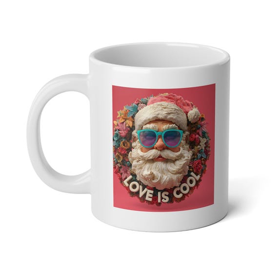 Love is Cool Retro Santa Mug | 20oz Jumbo Ceramic Coffee Mug